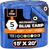 Better Blue Poly Tarp 6' x 8' - Multipurpose Protective Cover - Lightweight, Durable, Waterproof, Weather Proof - 5 Mil Thick Polyethylene - by Xpose Safety