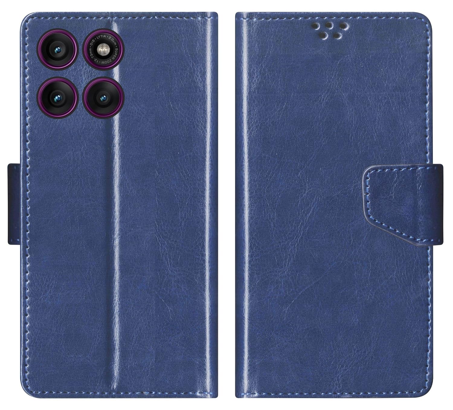 Flip Cover for Motorola Moto Edge 60 Pro 5G 6.7-Inch Back Cover Case with Magnatic Closure | Inbuilt Stand | Card & Money Pocket (Blue)