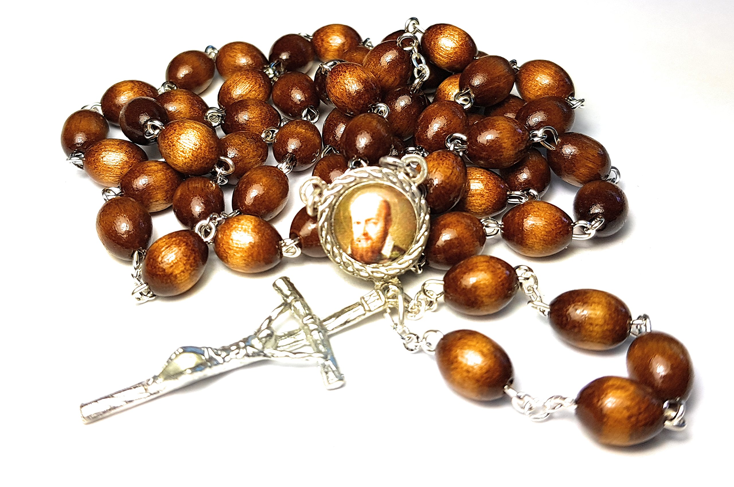 SANCTUM VERITASItalian Rosary with Pope Leo XIV Apostolic Blessing – Large Beads Catholic Necklace for Car Mirror, First Communion, Religious Keepsake Gift