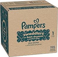 Vista 17 de Pañales Pampers Swaddlers, Talla 1 (8-14 libras), 198 unidades, absorbentes, mantiene al bebé seco y cómodo, pañal desechable seguro para la piel