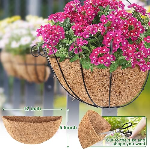 Miniatura 2 de LAWYAMAI 6 forros de coco medio redondos de 12 pulgadas para cesta colgante, forro de fibra de coco de repuesto 100% natural para maceta de jardín