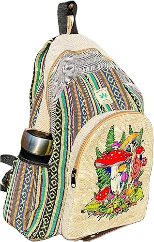 Miniatura 2 de Mochila hecha a mano de algodón de cáñamo del Himalaya de diseño único de 17 pulgadas grande Hippie, Festival, Senderismo y Tablet Laptop Mochila -