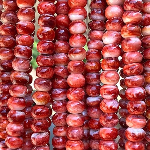 Miniatura 7 de ABCGEMS - Cuentas de concha de ostra espinosa nativa americana de México (bordes redondeados exclusivos producen más brillo que el corte Heishi