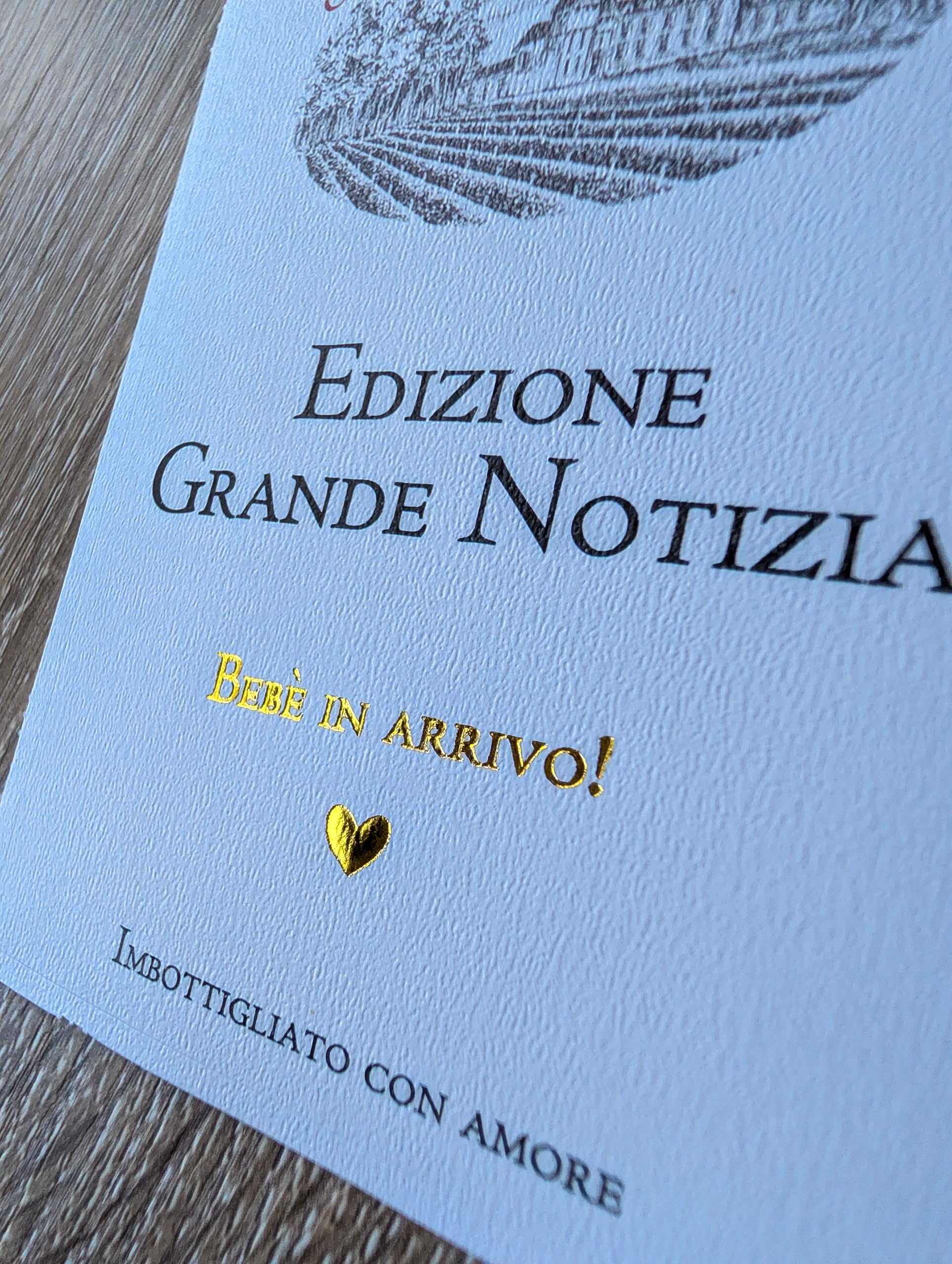 FunFest - Set da 4 Etichette Bottiglia di Vino Annuncio Gravidanza - "Château Grande Notizia" (Testo in Italiano)