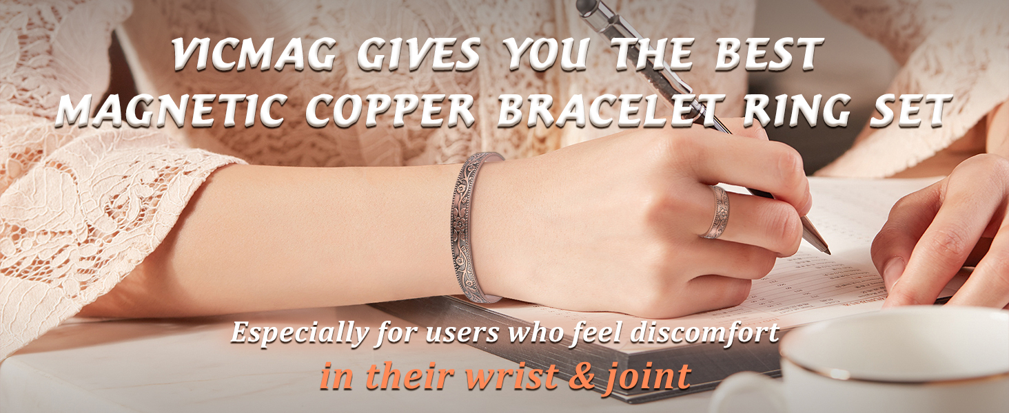 Vicmag Copper Magnetic Bracelet for Women Ultra Strength Magnetic Bracelets 99.9% Pure Copper Strong Magnets Gift Adjustable