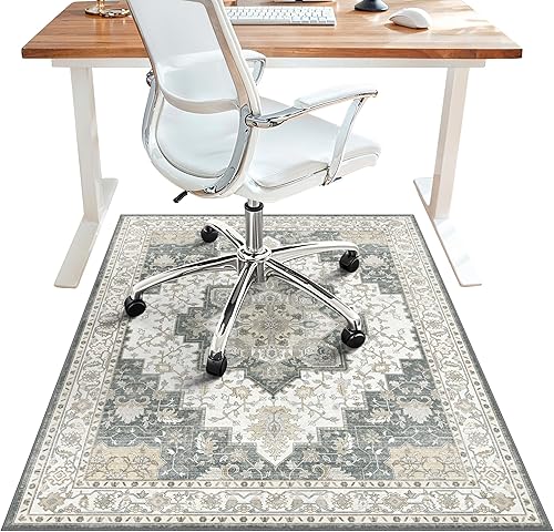 Miniatura 77 de Tapete para silla de oficina y suelo de azulejos de madera dura, para debajo del escritorio, de vinilo fino, lavable a máquina y antideslizante