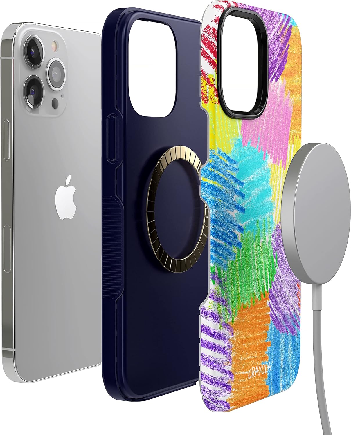 Casely iPhone 13 Pro Max Case | Scribble Me That | Crayola Rainbow Pencil | Bold Protective Design | MagSafe Compatible Design