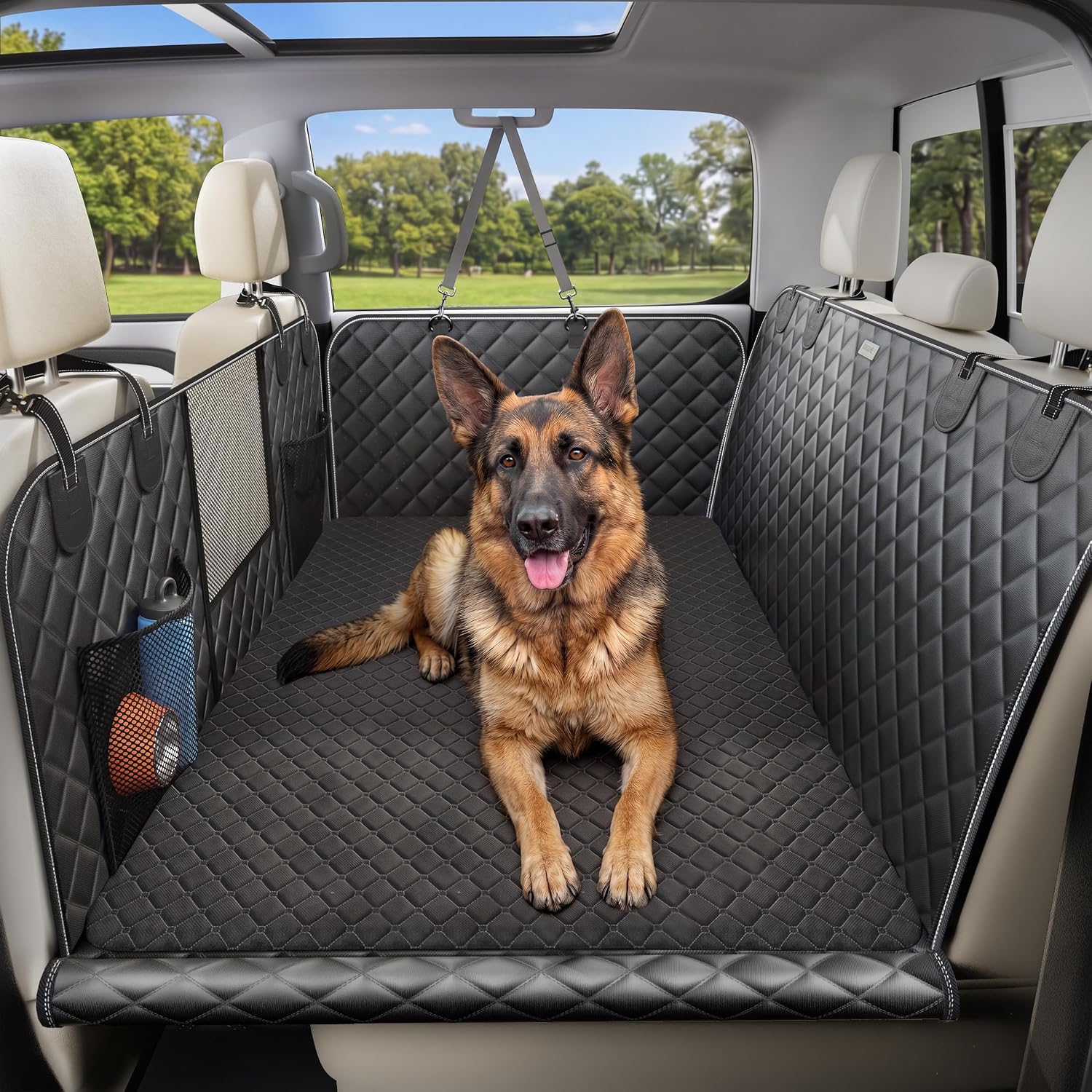 Doglike Dog Car Seat Cover for Back Seat 【650LBS+ Strongest Support Hard Bottom Extender for Heavy-Duty Dogs, Dog Hammock with Detachable Mat, Waterproof Pet Seat Protector for Sedan/SUV/Small Truck