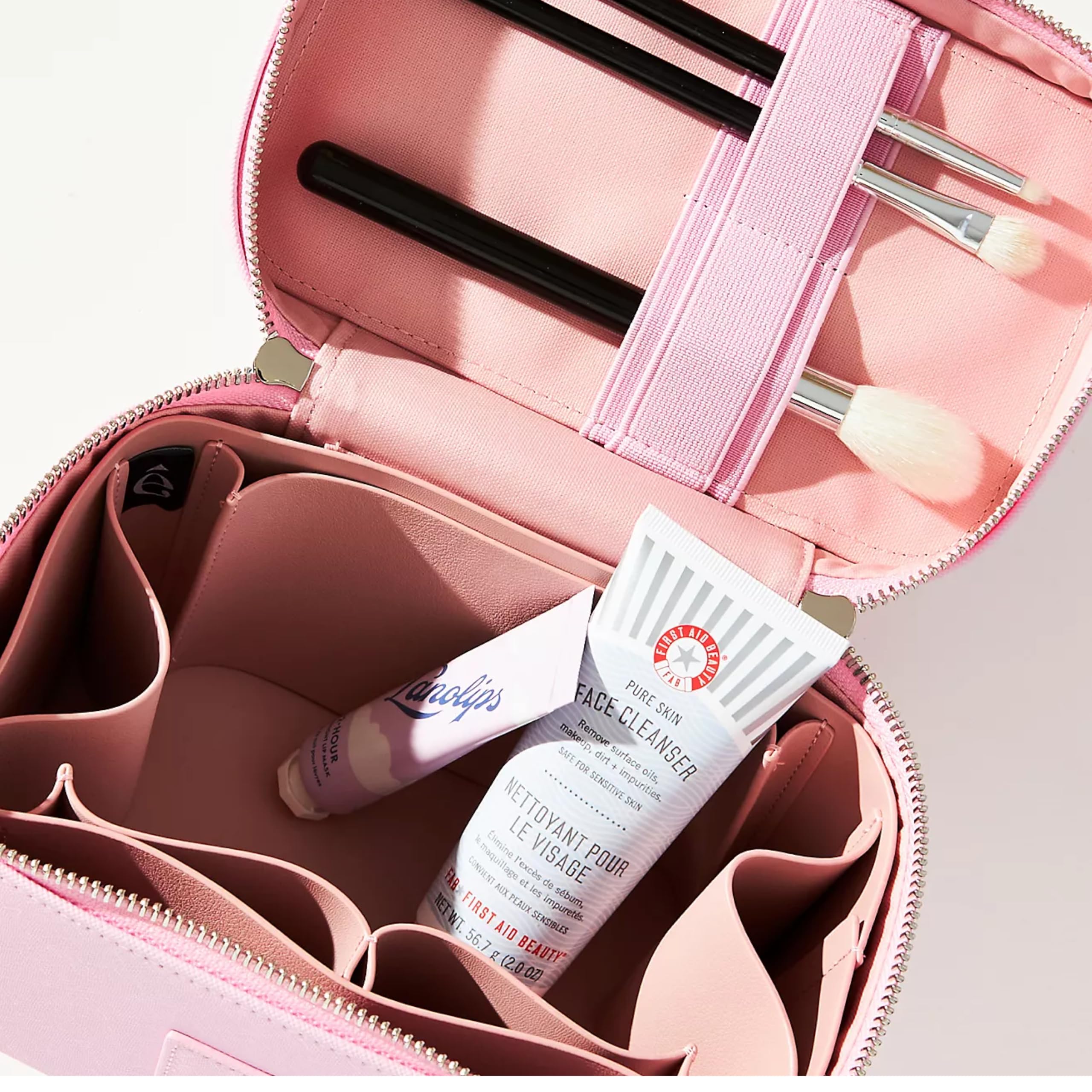ETOILE - Mini neceser elegante organizador de maquillaje de viaje con separadores extraíbles, Lavanda, Mini estuche de viaje para cosméticos