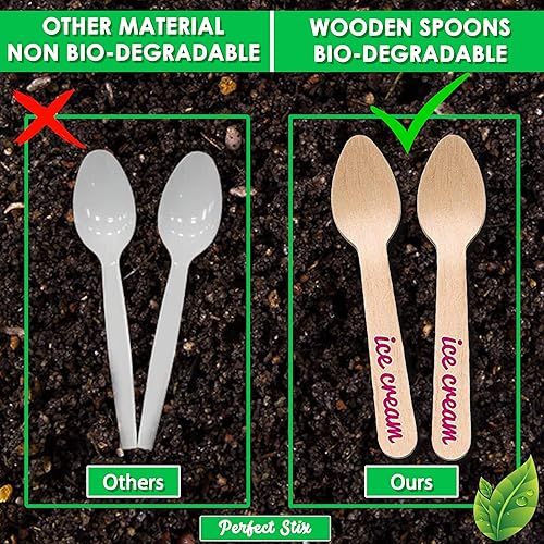 Miniatura 7 de Perfect Stix Cucharas de helado de madera impresas. Paquete de 50 unidades. 4 colores