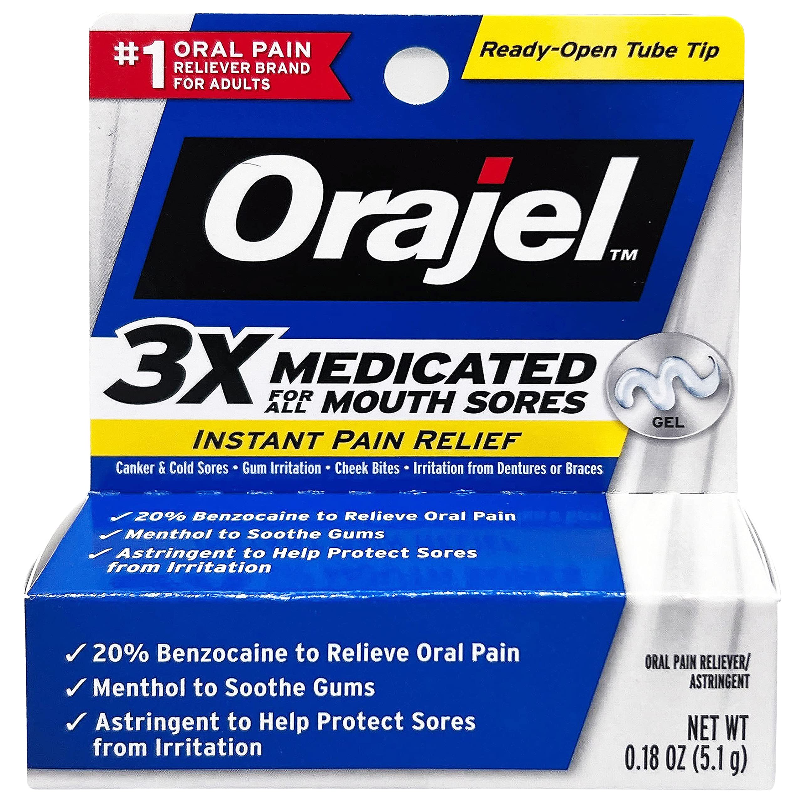 Orajel Mouth Sore Pain Relief Gel, 0.18 oz