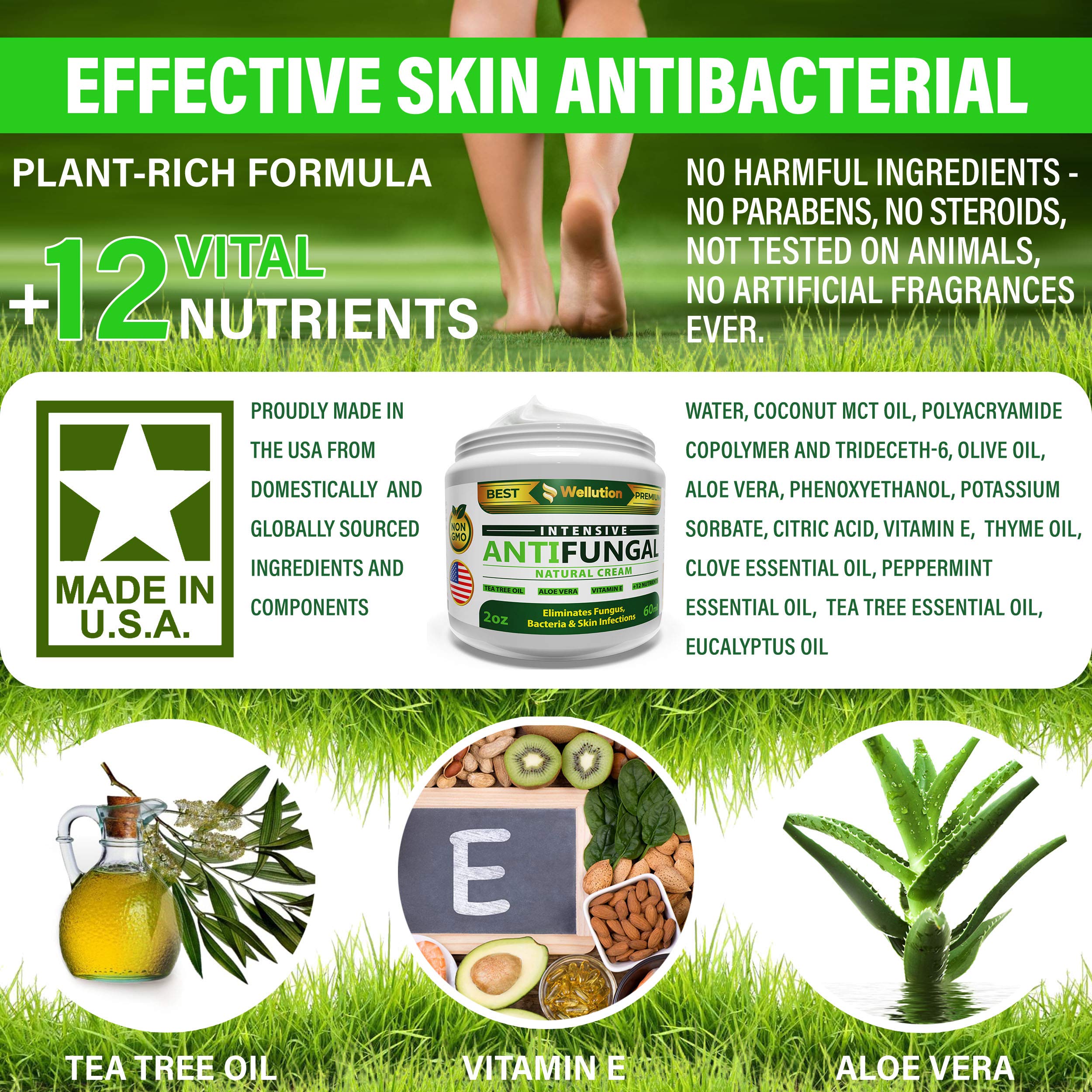 Antifungal Cream Natural Hair, Skin & Nail All in One, Intensive Head to Toe Treatment