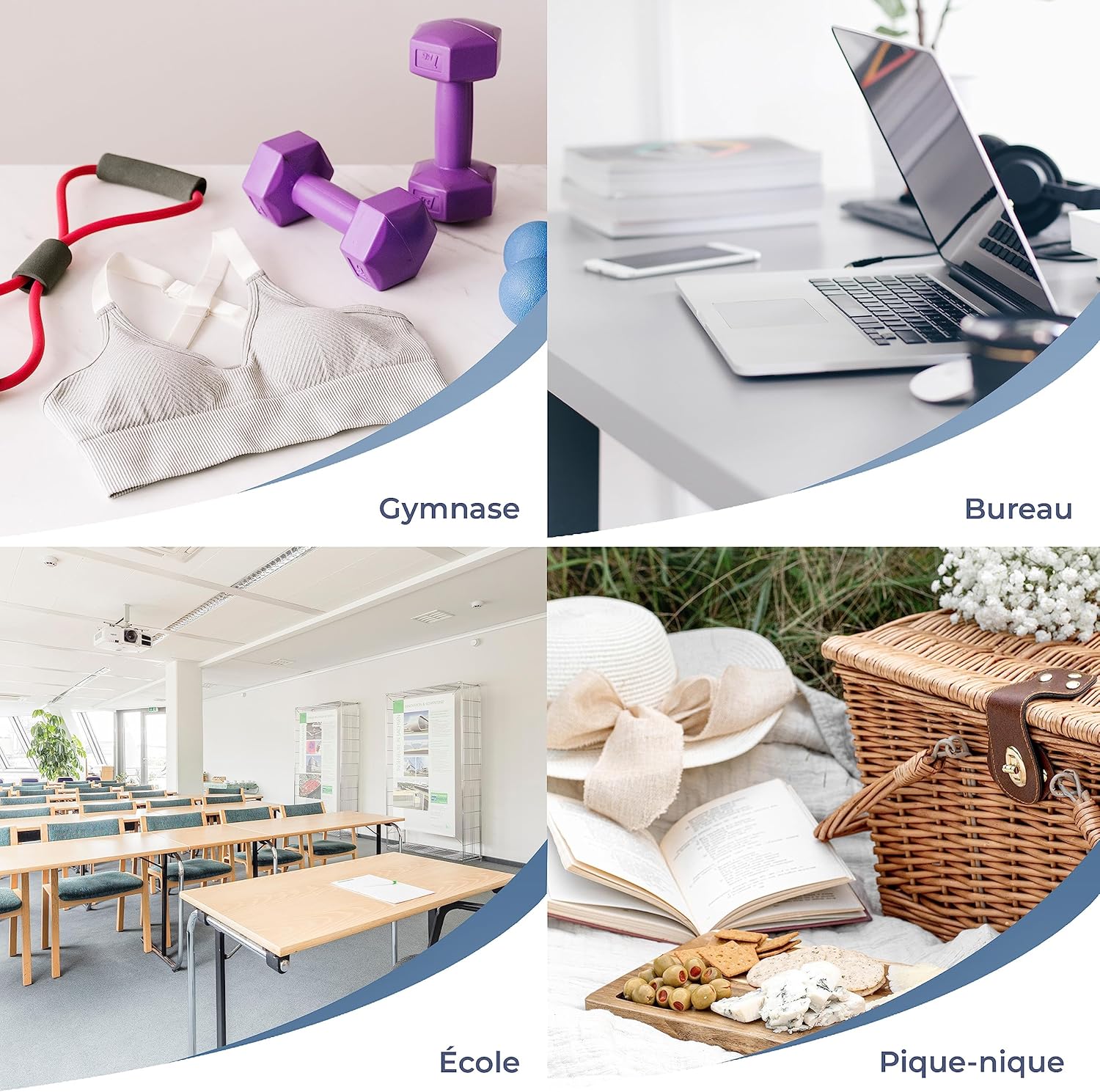 Motivation Glass Water Bottle 1L Hourly Time BPA Free 1000ml Airtight Glass Bottle with Reusable Bamboo Lid with Silicone Cover - Blue