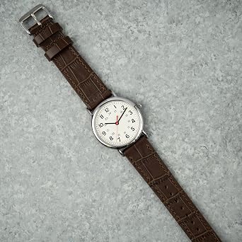 Benchmark Timsah Deri Saat Kordonu - Kabartmalı Sığır Derisi - Erkekler ve Kadınlar için Hızlı Çıkarılan Deri Saat Kayışı - Renk ve Genişlik Seçimi - 18 mm, 20 mm veya 22 mm