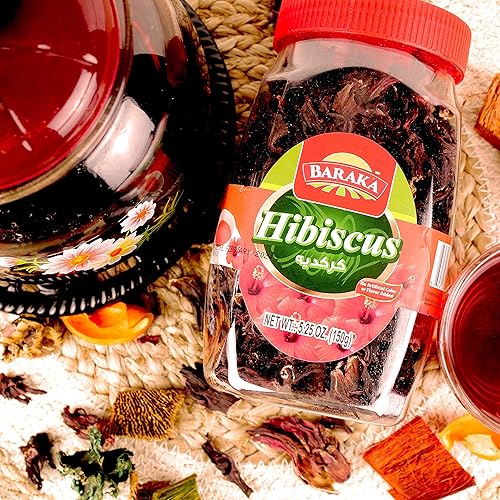 Miniatura 6 de Baraka Hojas de flores de té de hibisco, pétalos de flores de hibisco de hoja suelta pura en frasco, sin conservantes, sin aditivos, hojas de té de