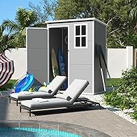 Vista 8 de UDPATIO Cobertizo de almacenamiento al aire libre de 5 x 3 pies, cobertizo de jardín de plástico para bicicleta, bote de basura, herramienta