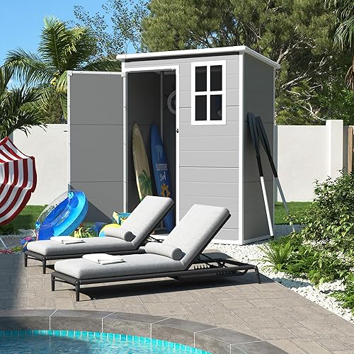 Miniatura 8 de UDPATIO Cobertizo de almacenamiento para exteriores de 4 x 6 pies, cobertizos de metal para exteriores y almacenamiento al aire libre de acero