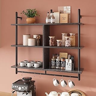 Bestier Kitchen Shelves Wall Mounted Floating Pipe Shelving 3 Tier 41.5