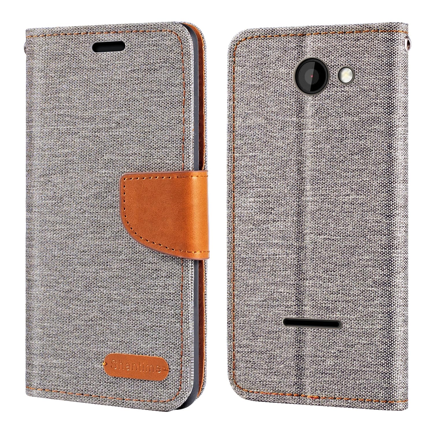 Oxford Fabric PU Leather Flip Wallet Case Compatible with Unihertz Jelly Pro, Durable Protective Cover with Card Slots and Magnetic Closure (Grey)