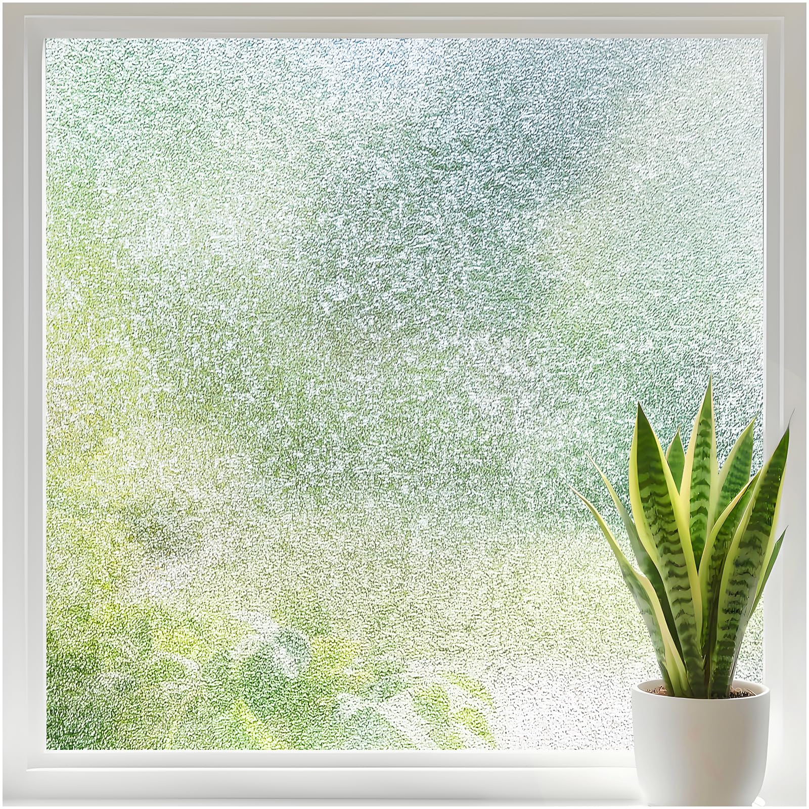 Lifetree Frosted Window Film Privacy, 60 x 200cm Static Cling No Glue Glass Film, Non-Adhesive Opaque Ripple Window Sticker, UV Blocking Privacy Film for Home Office Bathroom