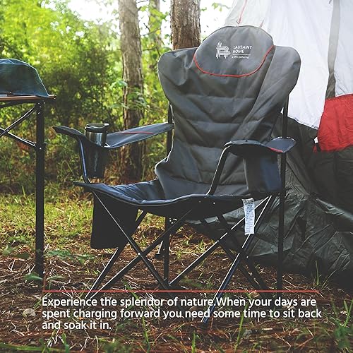 Miniatura 7 de OUTSIDER Silla plegable para campamento, silla plegable resistente de 400 libras, sillas de exterior de gran tamaño con soporte para tazas, bolsa