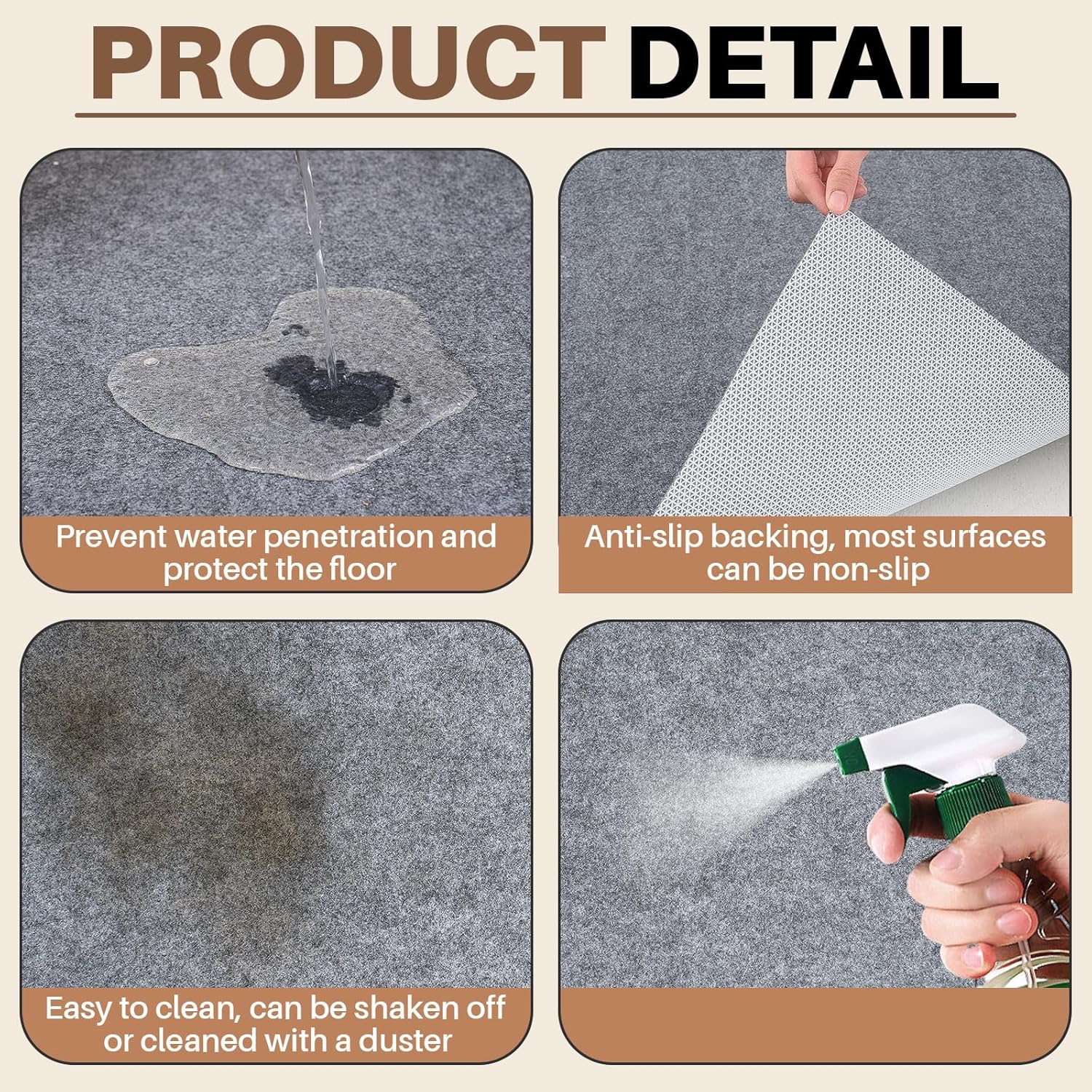 Drydiet Gray Boat Carpet, Marine Carpet Marine Grade Mat for Boats with Waterproof for Outdoor Deck Patio Porch Garage Kitchens Bathroom Outdoor Area Rug Runner Non-Slide Porch Rug(2 x 9.8 ft)
