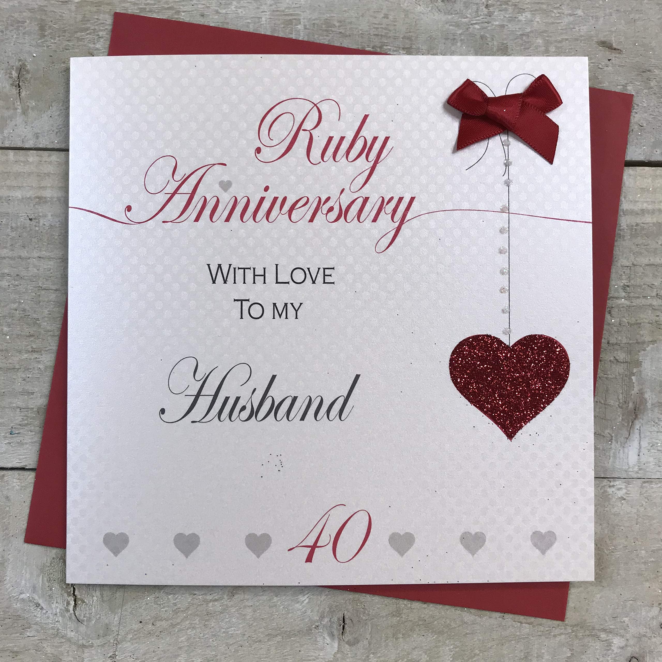 Husband 40th Ruby Wedding Anniversary Handmade Card - Love Lines - by ...