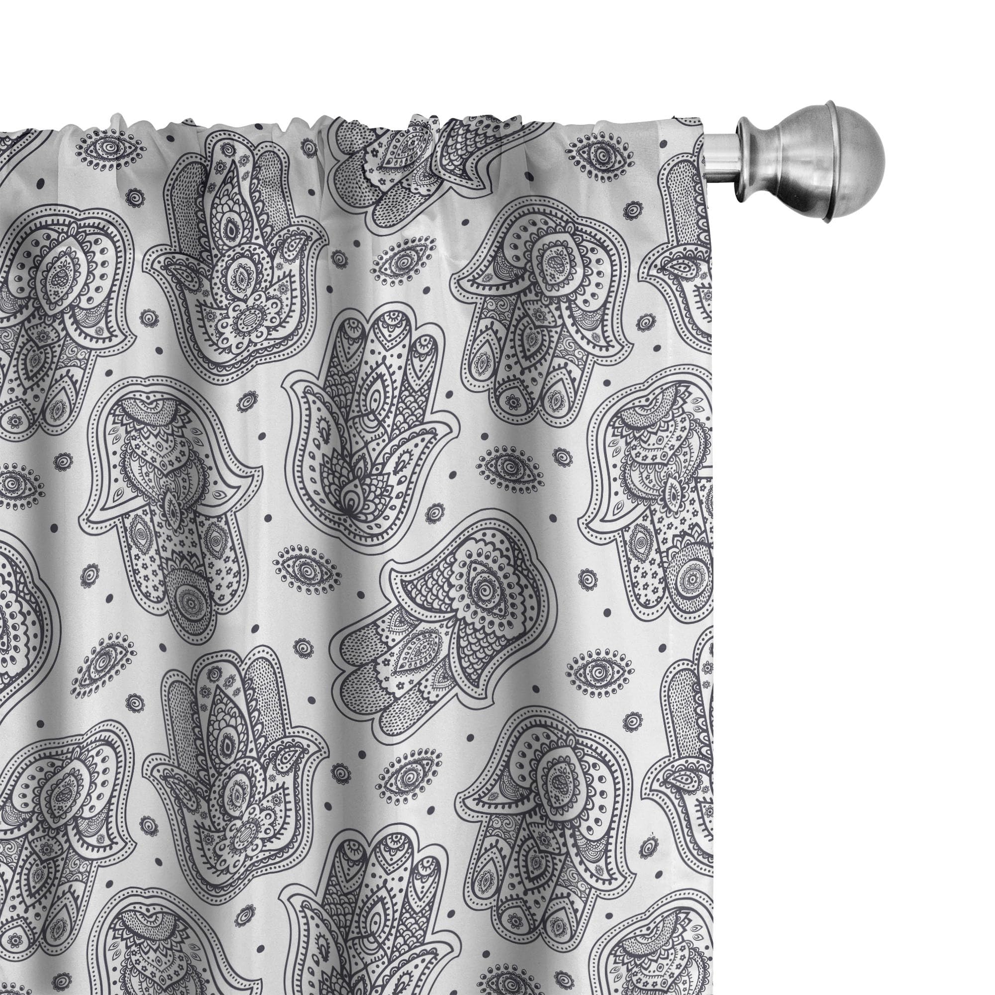 Ambesonne Hamsa Window Curtains, Protection from Devil Eye Pattern Yoga Mandala Art, Lightweight Decor 2-Panel Set with Rod Pocket, Pair of - 28" x 84