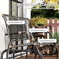 Vista 8 de Outsunny - Banco columpio para patio de 3 plazas, columpio de porche para exterior con 3 asientos, tela de malla transpirable, estructura de metal