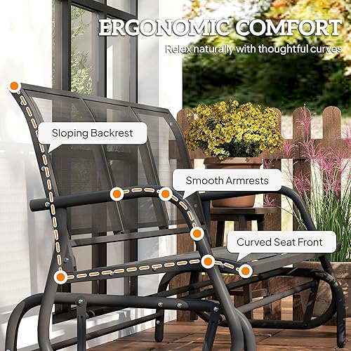 Miniatura 8 de Outsunny - Banco columpio para patio de 3 plazas, columpio de porche para exterior con 3 asientos, tela de malla transpirable, estructura de metal