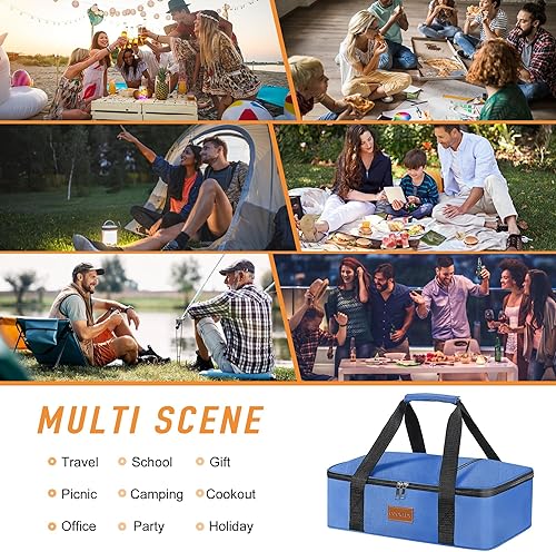 Miniatura 24 de Cazuela aislada de dos pisos para alimentos calientes o fríos, bolsa calentadora de alimentos para fiestas de comida, pícnic, comidas al aire libre