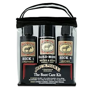 Leather Boot Care Kit - Bick 1 Cleaner Bick 4 Conditioner Gard-More Water Repellent Spray Cloth - Made