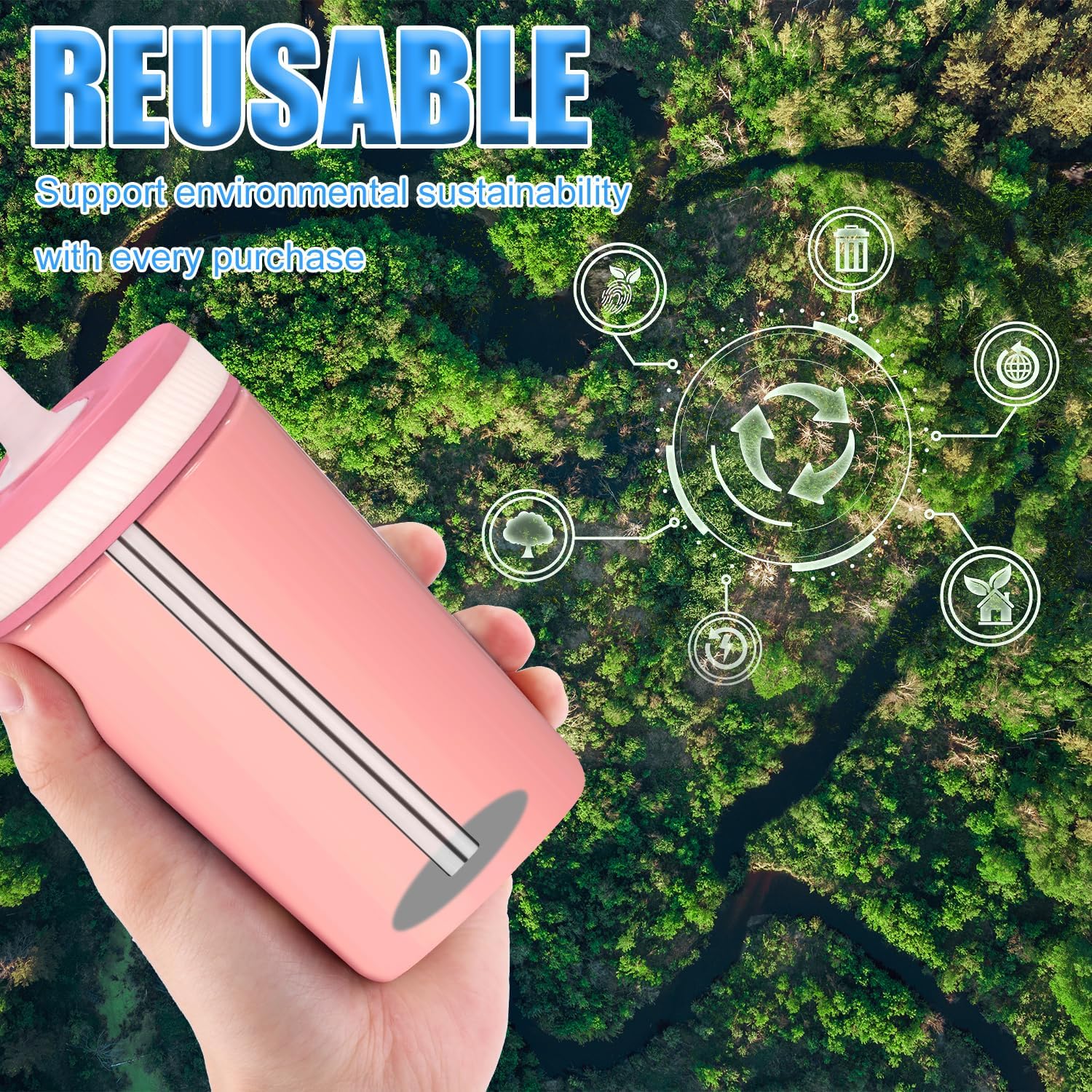 8pcs Metal Straw Replacement for Zak Designs Kelso 15oz Water Bottle