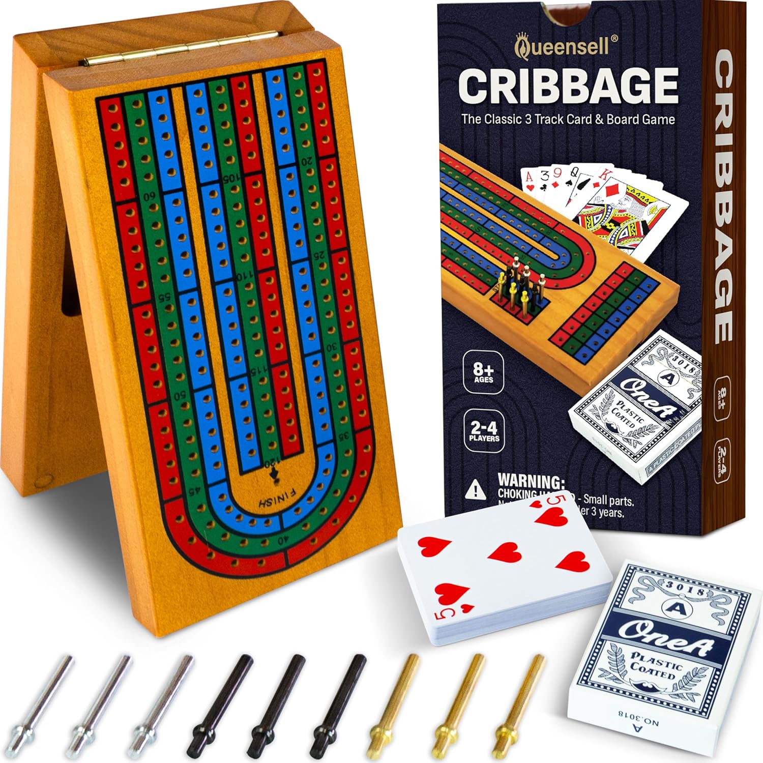 Queensell Double 9 Dominoes + Mancala + Cribbage