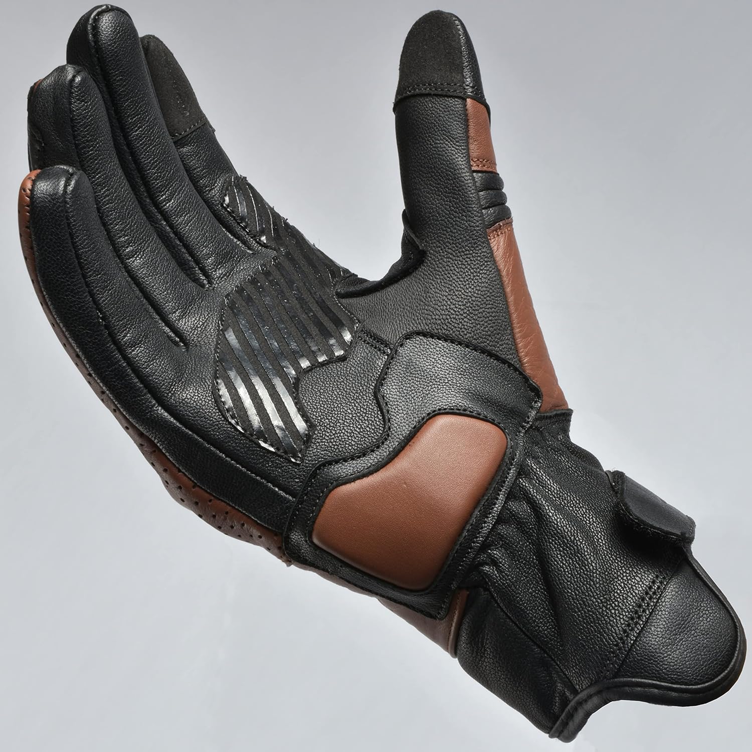 J.A.G. Motorcycle Gloves - Premium Leather Perforated Motorcycle Gloves for Men with Knuckle Protection | Touchscreen Motorbike Riding Gloves - Image 3