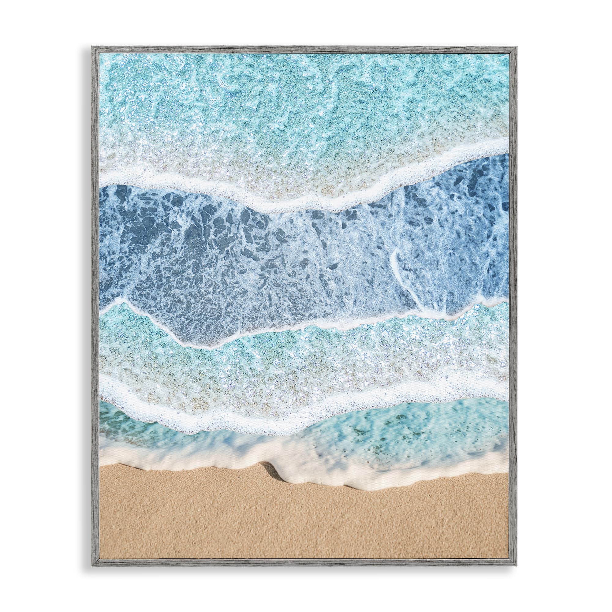 Stupell Industries Farmhouse Gray (Textured) 'Overlapping Shore Waves'| Framed Giclee Art