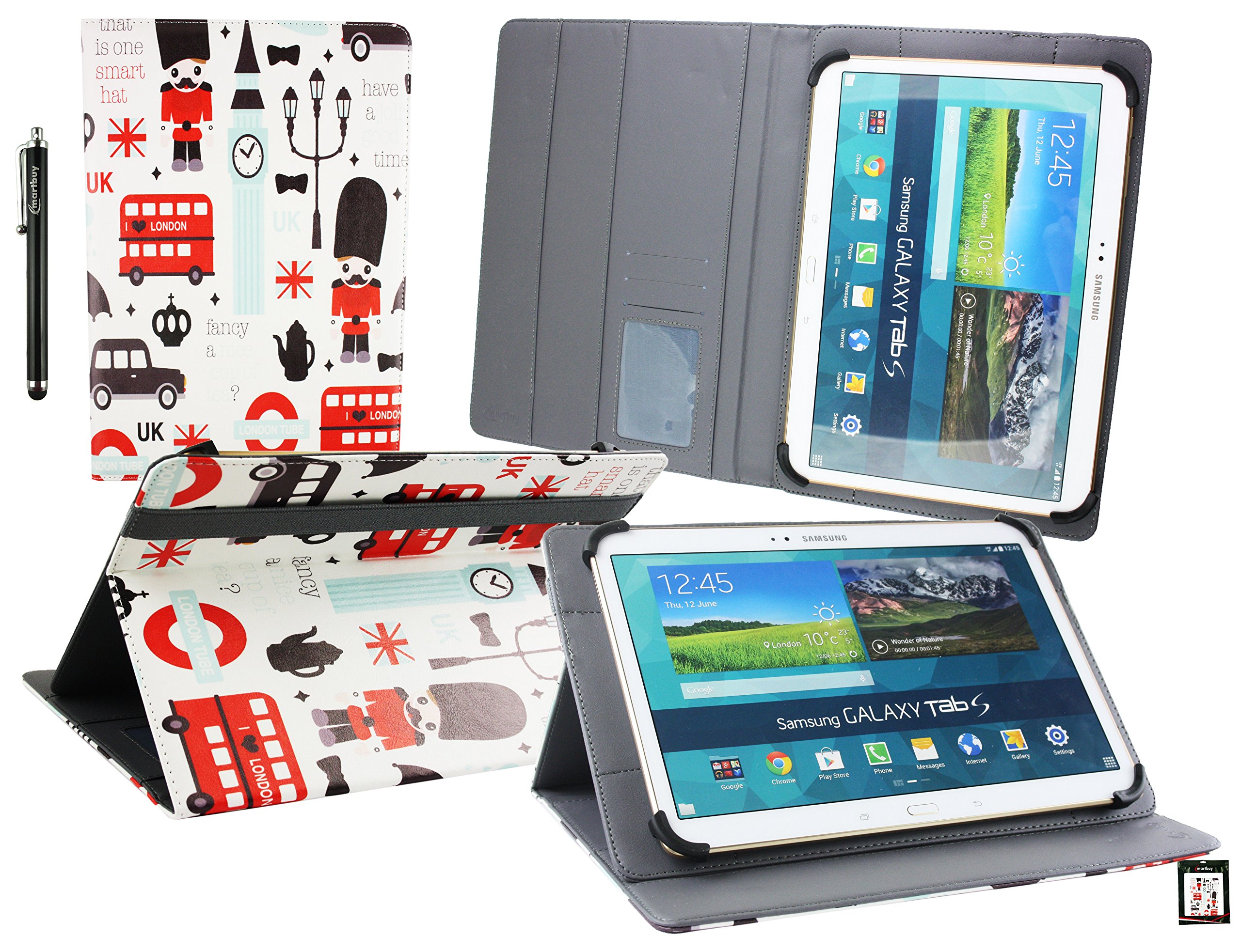 EmartbuyDigiland DL1010Q/8163 10.1 Inch Tablet PC Universal Range (10-11 Inch) Toy Town Multi Angle Executive Folio Wallet Case Cover With Card Slots + Stylus