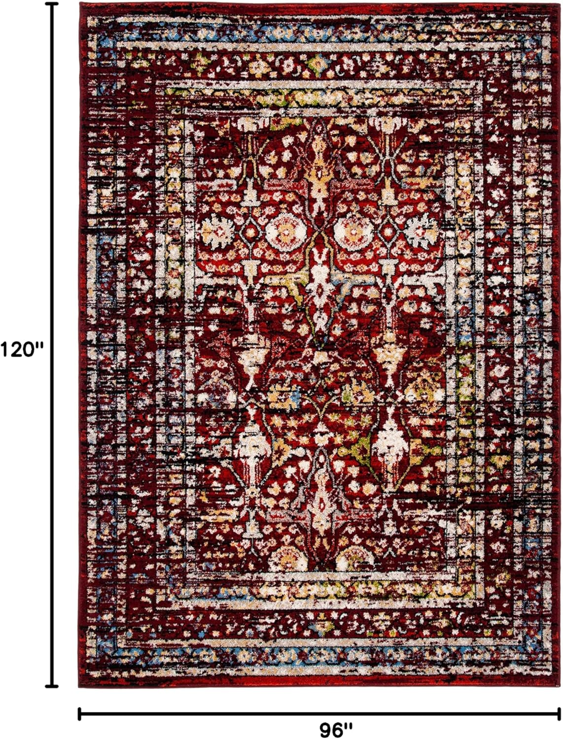 SAFAVIEH Area Rug 8x10 - Amsterdam Collection - Large - Red, Oriental Distressed Design, Non-Shedding & Easy Cleaning, Ideal for Living Room, Bedroom, Office, Dining Space (AMS177Q)