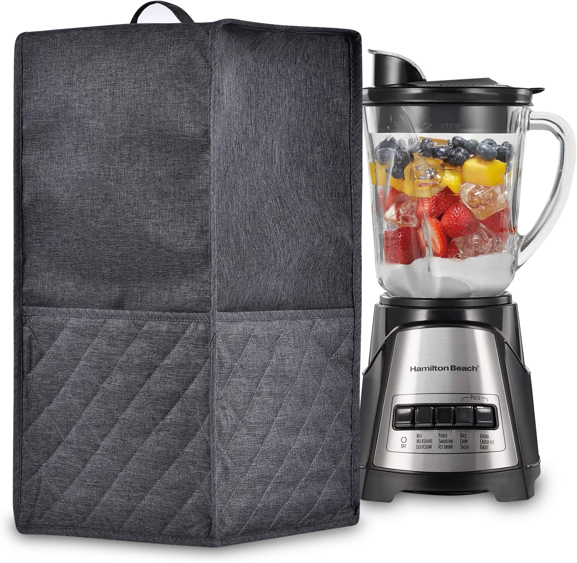 Zbeiur Kitchen Blender Dust Cover for Ninja Foodi Blender Juicer Cover with Accessory Pocket, Waterproof Fabric, Easy to Clean (Gray)