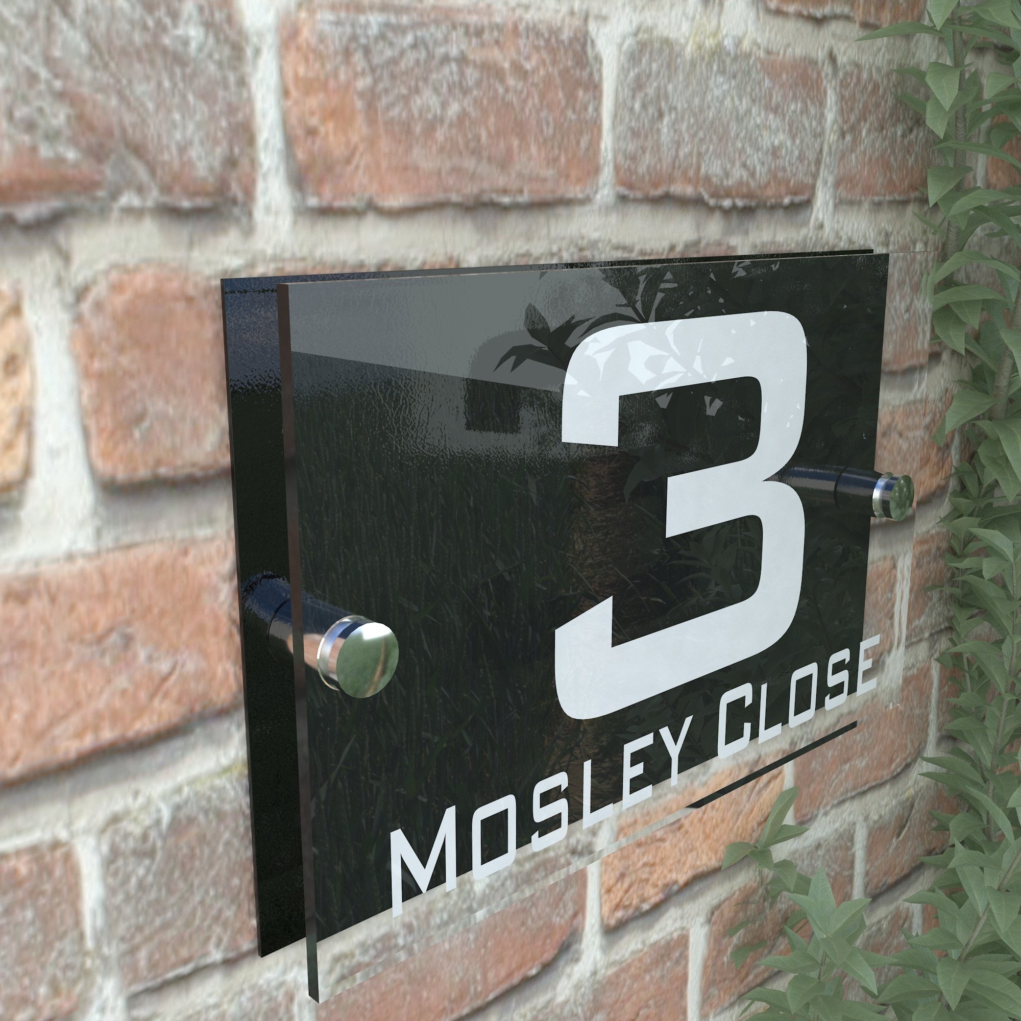 K Smart Sign Clear House Sign Modern Glass Effect Acrylic Door Number Name Road Plate Plaque