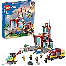 Lego City Fire Station Set 60320 with Garage, Helicopter & Fire Engine Toys Plus Firefighter Minifigures, Emergency Vehicles Playset, Gifts for Kids Age 6 Plus
