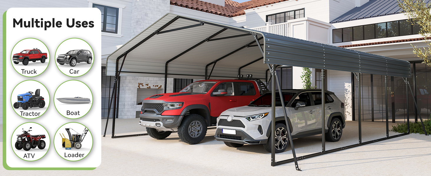 Amazon.com: Real Relax 20x20ft Metal Carport, Heavy Duty Carport