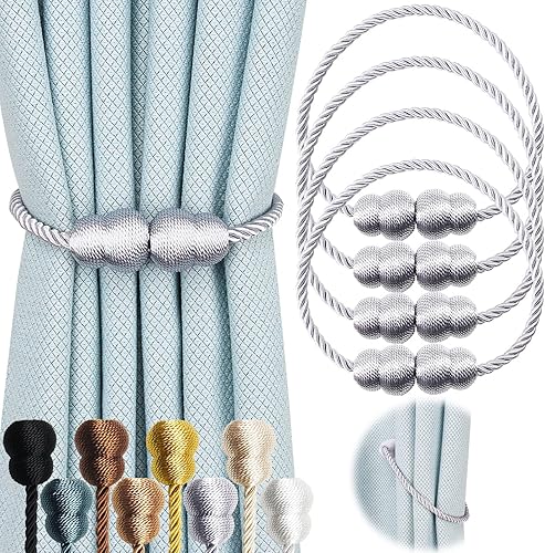 Alzapaños Magnéticos para Cortinas Paquete de 4 Cuerda Decorativa Alzapaños para Cortinas Elegantes Soportes de Cortinas para Cortinas Tratamiento