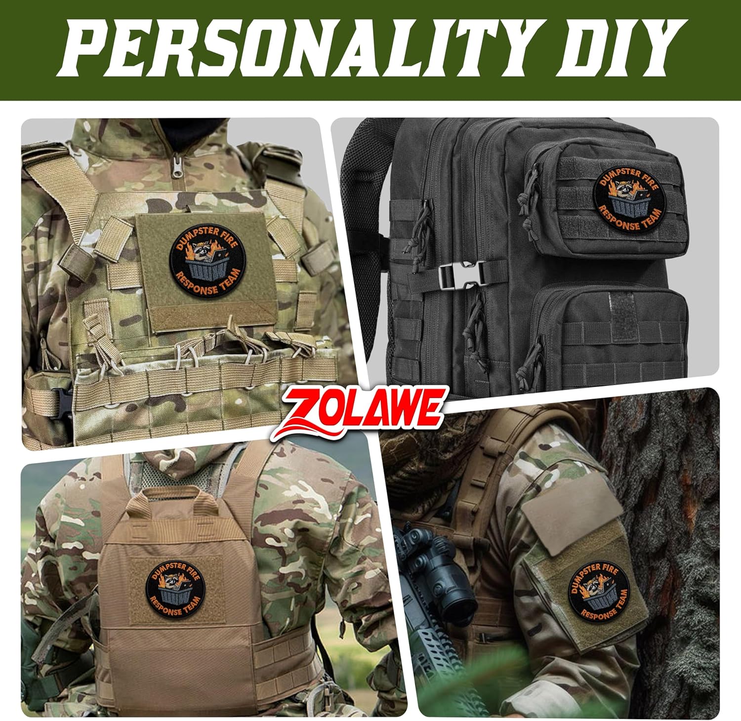 Dumpster Fire Response Team Hook and Loop Patch, 3 Inches Sew On Patches, Embroidery Patches for Backpacks Bags Vest Dog Harness, Tactical Military Embroidered Patches, Funny Raccoon DIY Patch