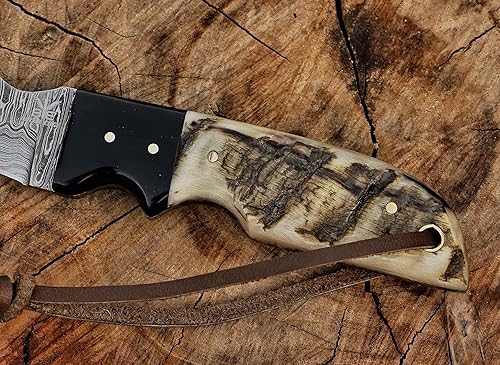 Miniatura 86 de Cuchillo de acero hecho a mano con funda de cuero, cuchillo utilitario resistente, cuchillo de electricista para desollar alambre para profesional