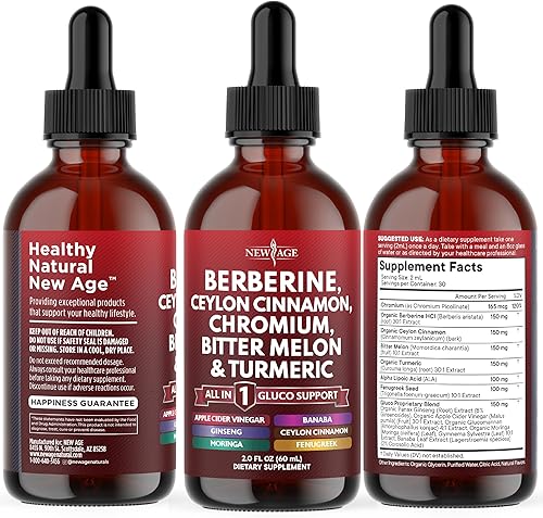 Miniatura 8 de Berberina con suplemento de canela de Ceilán gotas líquidas + extracto de melón amargo, glucomanano, gimnasia, cromo, cúrcuma, Panax Ginseng,