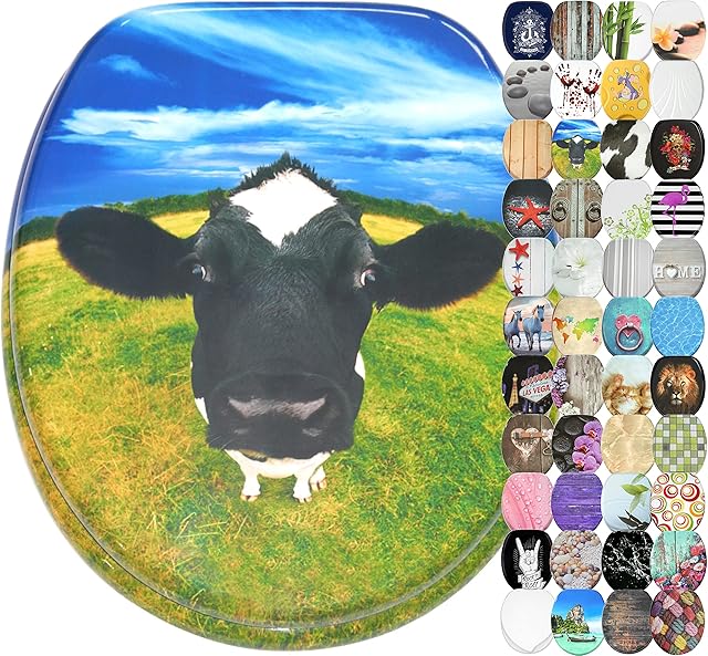 Soft Close Toilet Seat | Wide choice of beautiful Toilet Seats surface | Easy to mount (Cow)