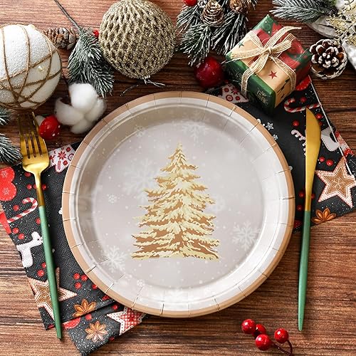 Miniatura 6 de JASSEWRLY 50 PCS Christmas Paper Plates, Christmas Tree Plates Disposable Holiday Paper Plates, Christmas Party Plates Christmas Dinner Plates