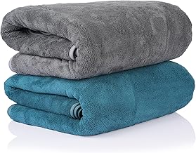 Glivary Microfiber Towels for Bath-Soft Towel with Hook Quick Dry Super Absorbent-Bath Towel for Men and Women(70 x 140 cm) (Greenish Blue/Dark Grey)