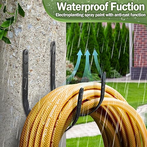 Miniatura 14 de Soporte de manguera de jardín exterior: soporte de manguera de agua de montaje en pared, colgador de manguera de agua de jardín resistente de 8